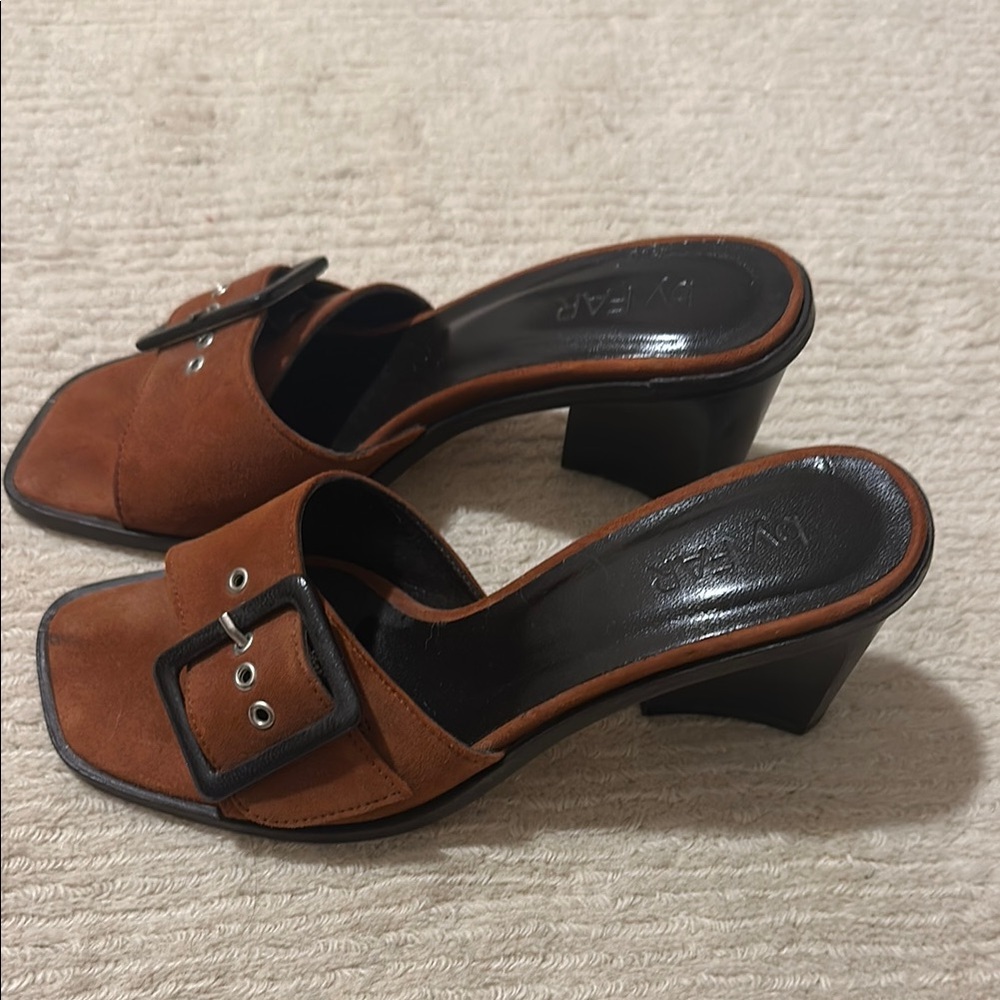 By Far brown Leather Block Heels